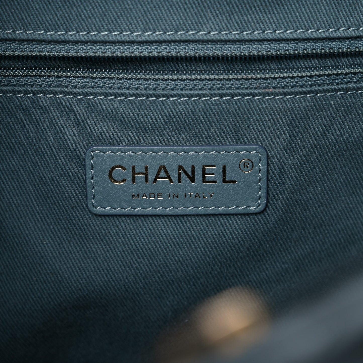 Aged Calfskin Quilted Large Coco Handle Shopping Tote Blue