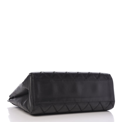 Chanel Lambskin Double Stitch Quilted Tote Black 4 of 10