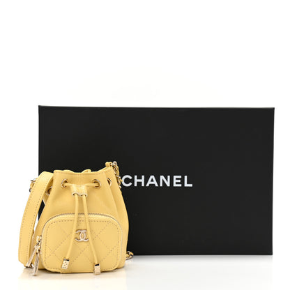 Chanel Caviar Quilted Mini CC Pocket Bucket Bag Yellow 8 of 8
