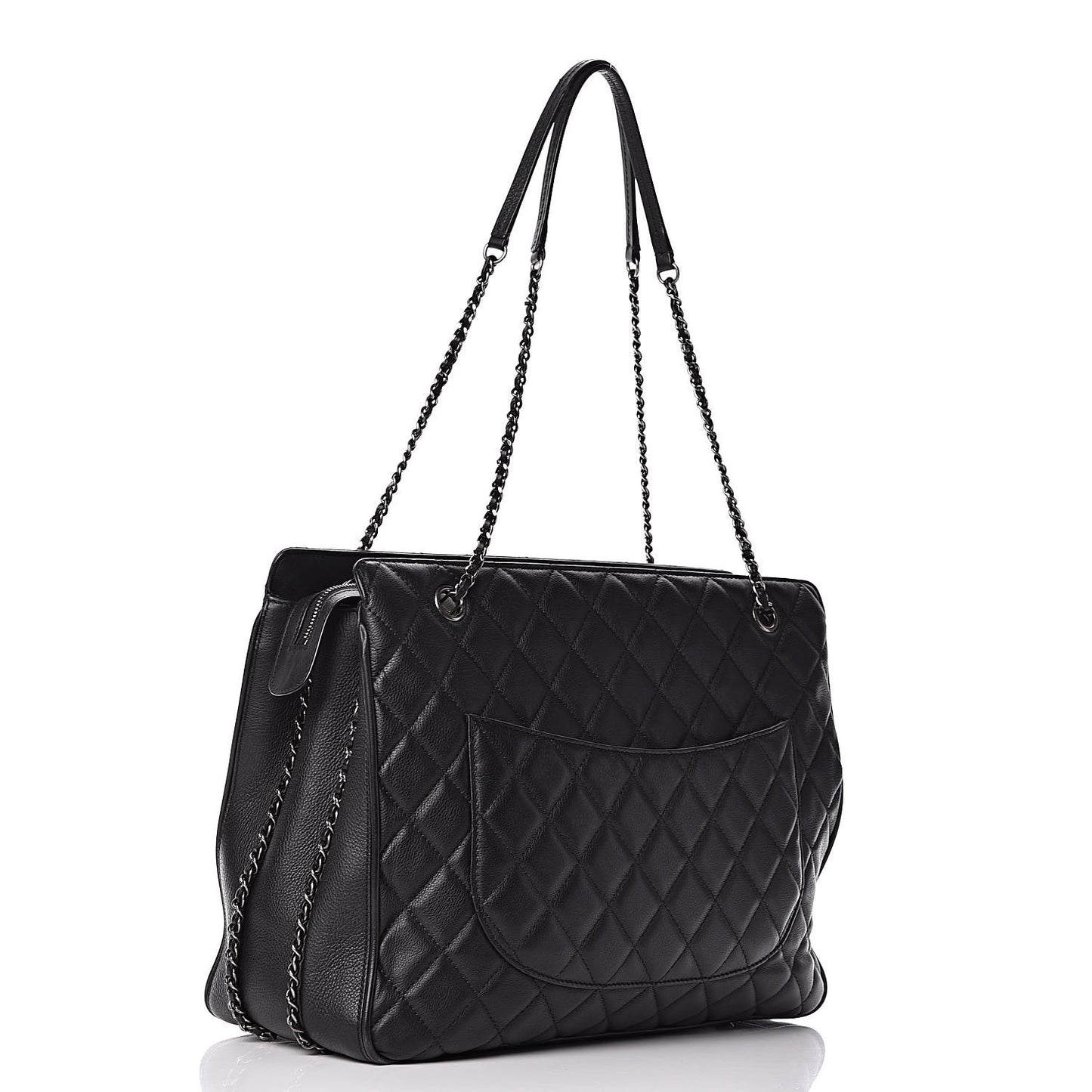Calfskin Quilted Frame In Chain Tote Black