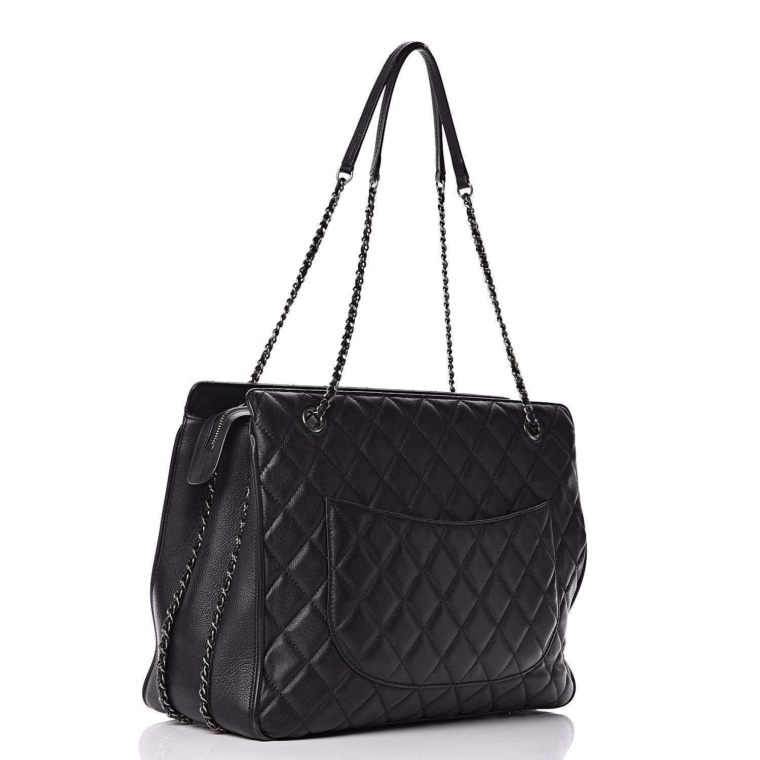 Chanel Calfskin Quilted Frame In Chain Tote Black 3 of 12