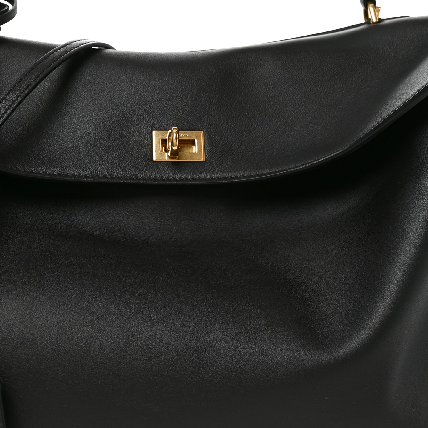 Smooth Calfskin Large Rodeo Top Handle Handbag Black