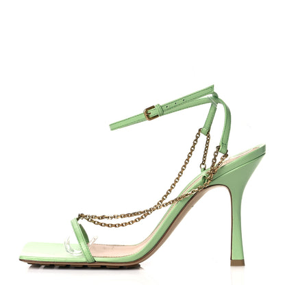 Bottega Veneta Lambskin Stretch Chain Strap 90mm Sandals 39.5 Pistachio 1 of 9