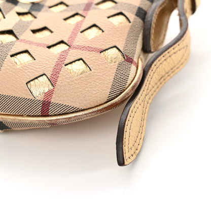 Burberry Haymarket Check Perforated Crossbody Gold 11 of 14