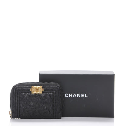 Chanel Caviar Quilted Boy Zip Around Coin Purse Wallet Black 9 of 9