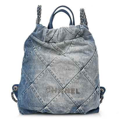 Chanel Denim Quilted Chanel 22 Backpack Blue 1 of 10