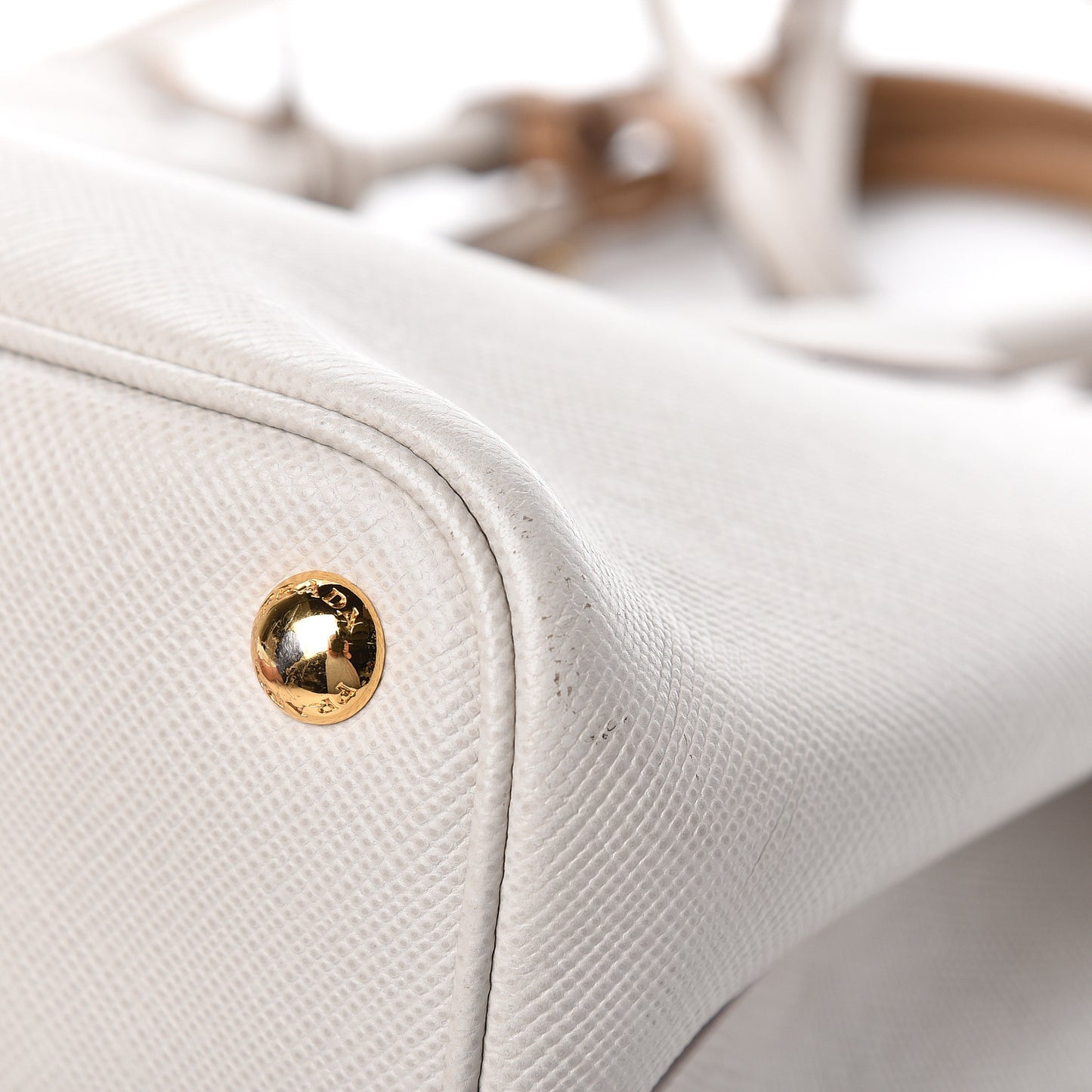 Saffiano Cuir Small Bi-Color Double Bag Talco Caramel