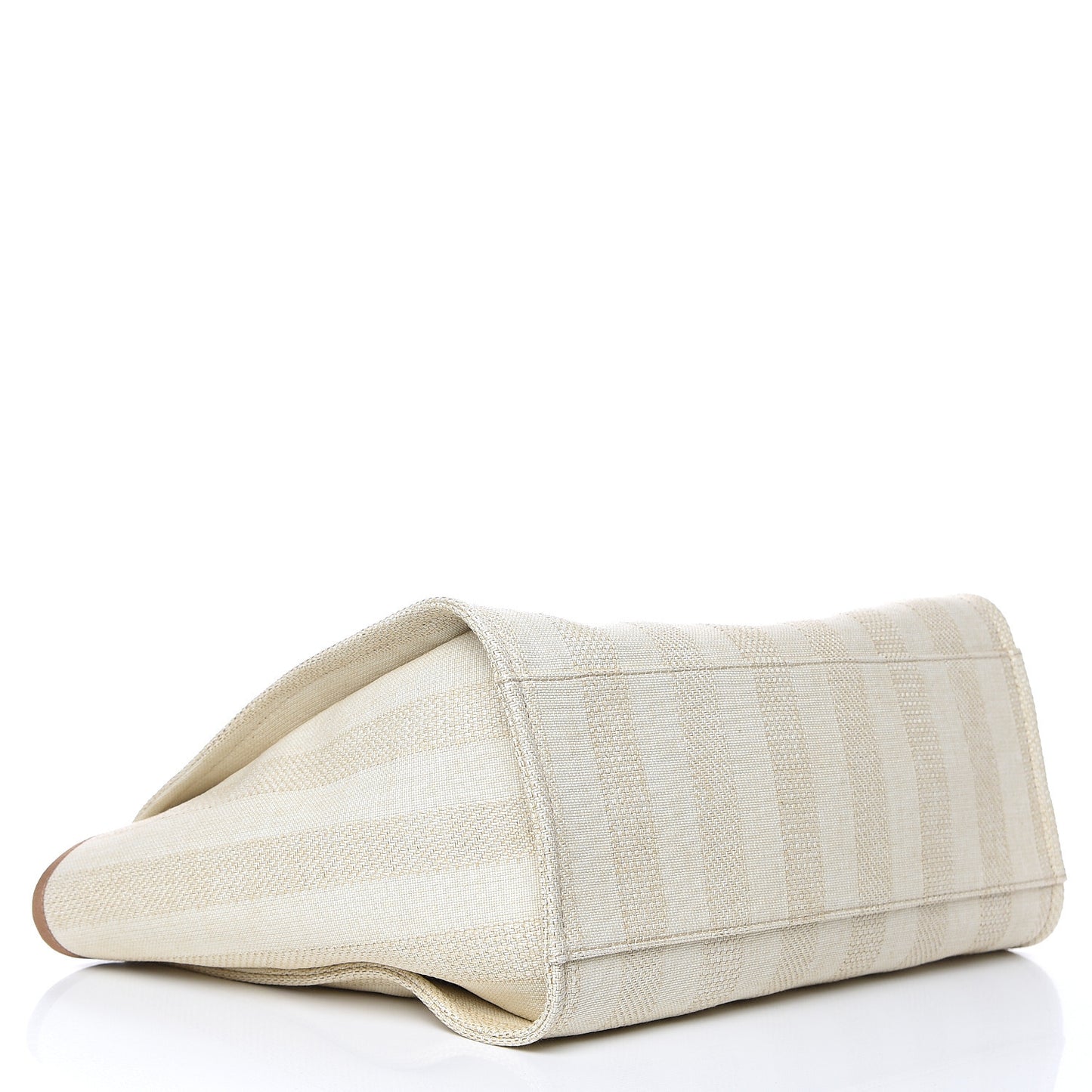 Straw Raffia Calfskin Striped Large Deauville Tote Beige