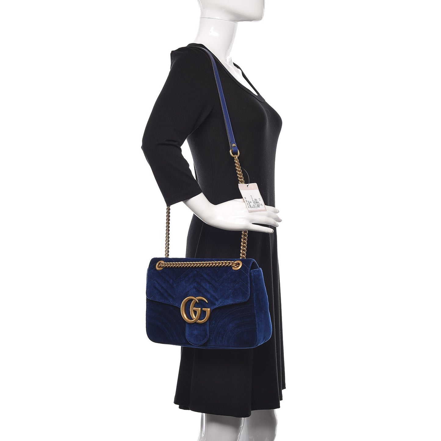 Velvet Matelasse Medium GG Marmont Shoulder Bag Cobalt Blue