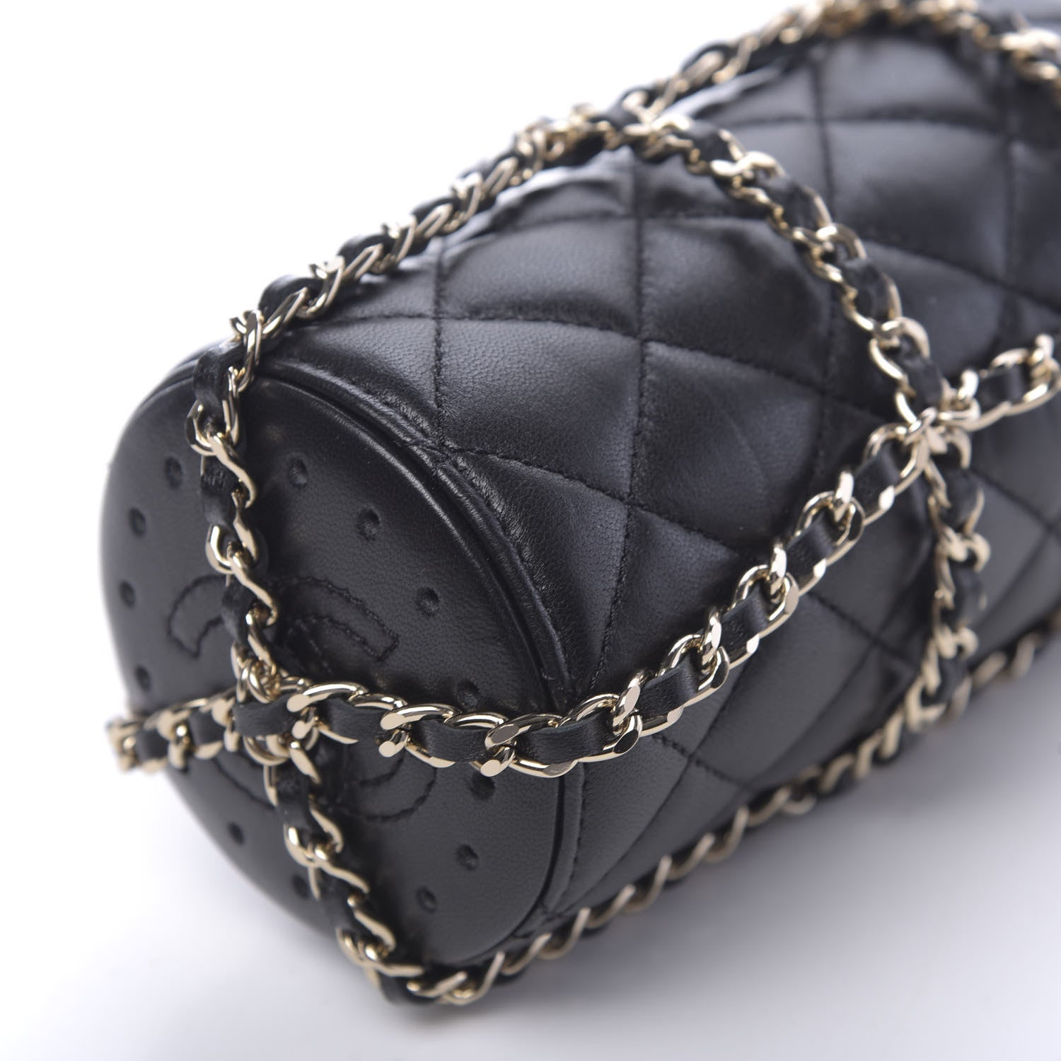 Chanel Lambskin Quilted CC To Drink Water Bottle Black Gold 9 of 11