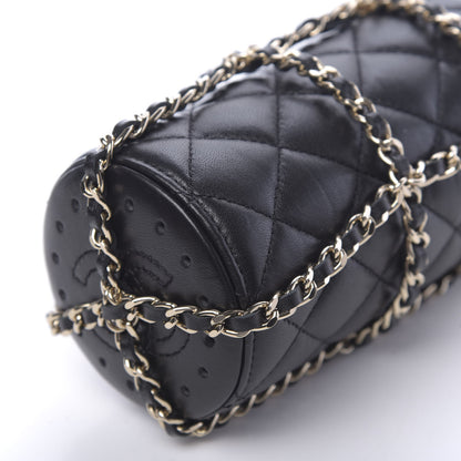 Chanel Lambskin Quilted CC To Drink Water Bottle Black Gold 9 of 11