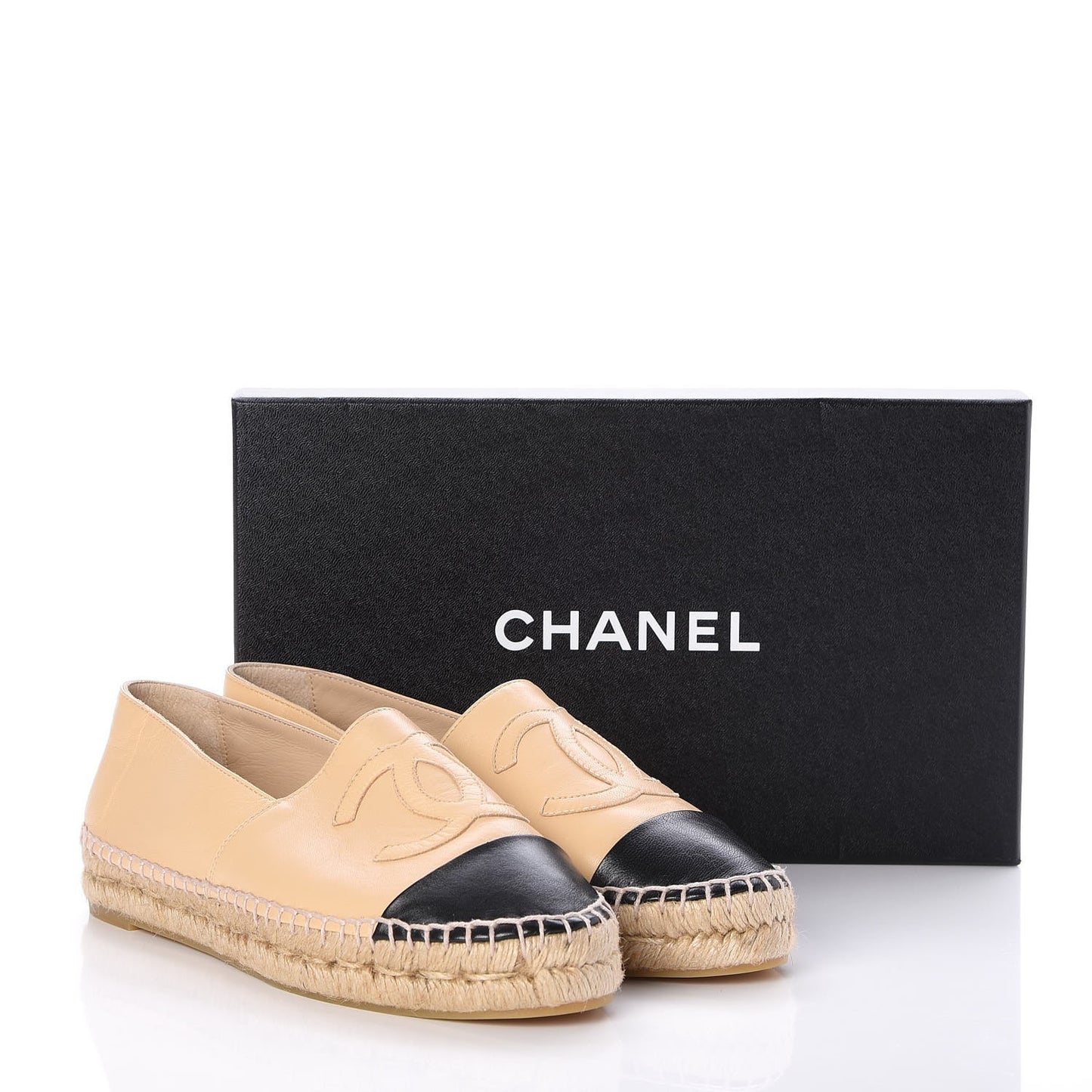 Lambskin CC Espadrilles 38 Beige Black