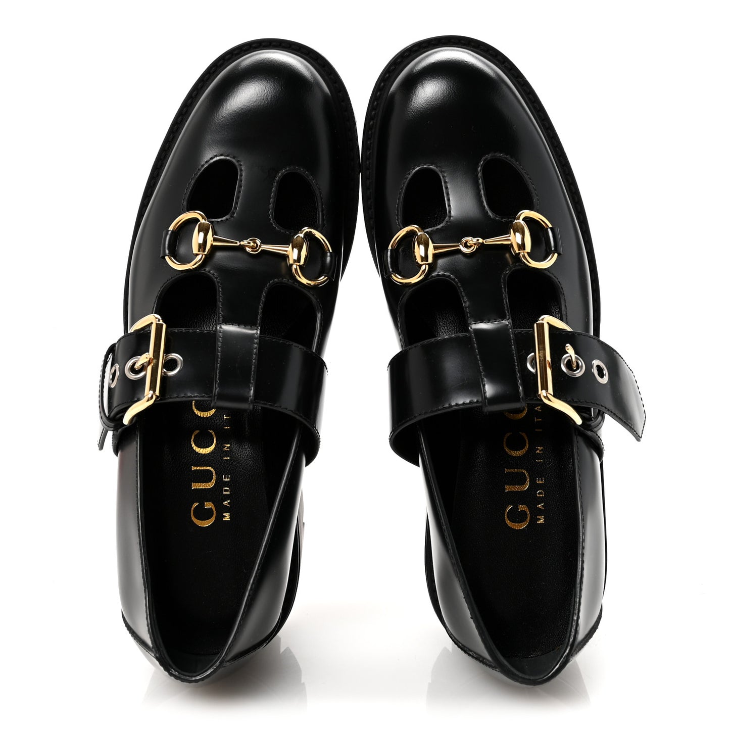 Calfskin Womens Horsebit Platform Chunky Lug Sole Mary Jane 40mm Loafers 36.5 Black