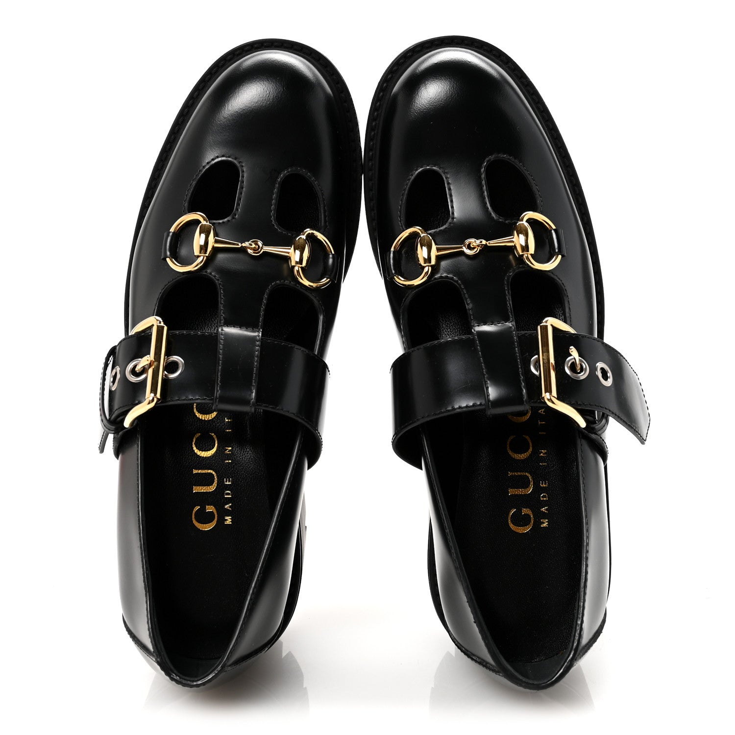 Gucci Calfskin Womens Horsebit Platform Chunky Lug Sole Mary Jane 40mm Loafers 36.5 Black 2 of 10