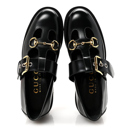 Gucci Calfskin Womens Horsebit Platform Chunky Lug Sole Mary Jane 40mm Loafers 36.5 Black 2 of 10