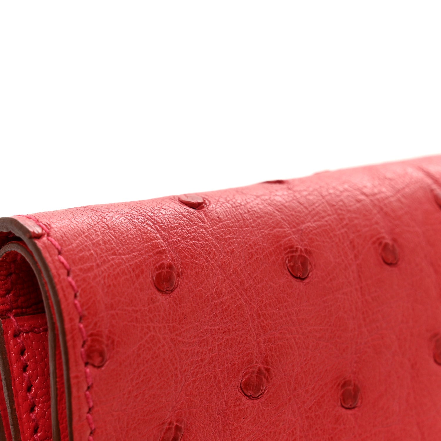 Hermes Ostrich Bearn Compact Wallet Rouge Vif 8 of 9