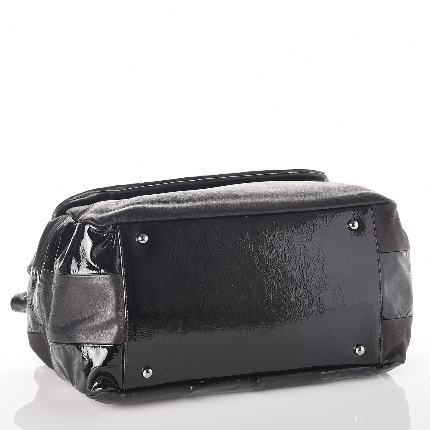 Lambskin Patent Calfskin Brooklyn Patchwork Flap Black