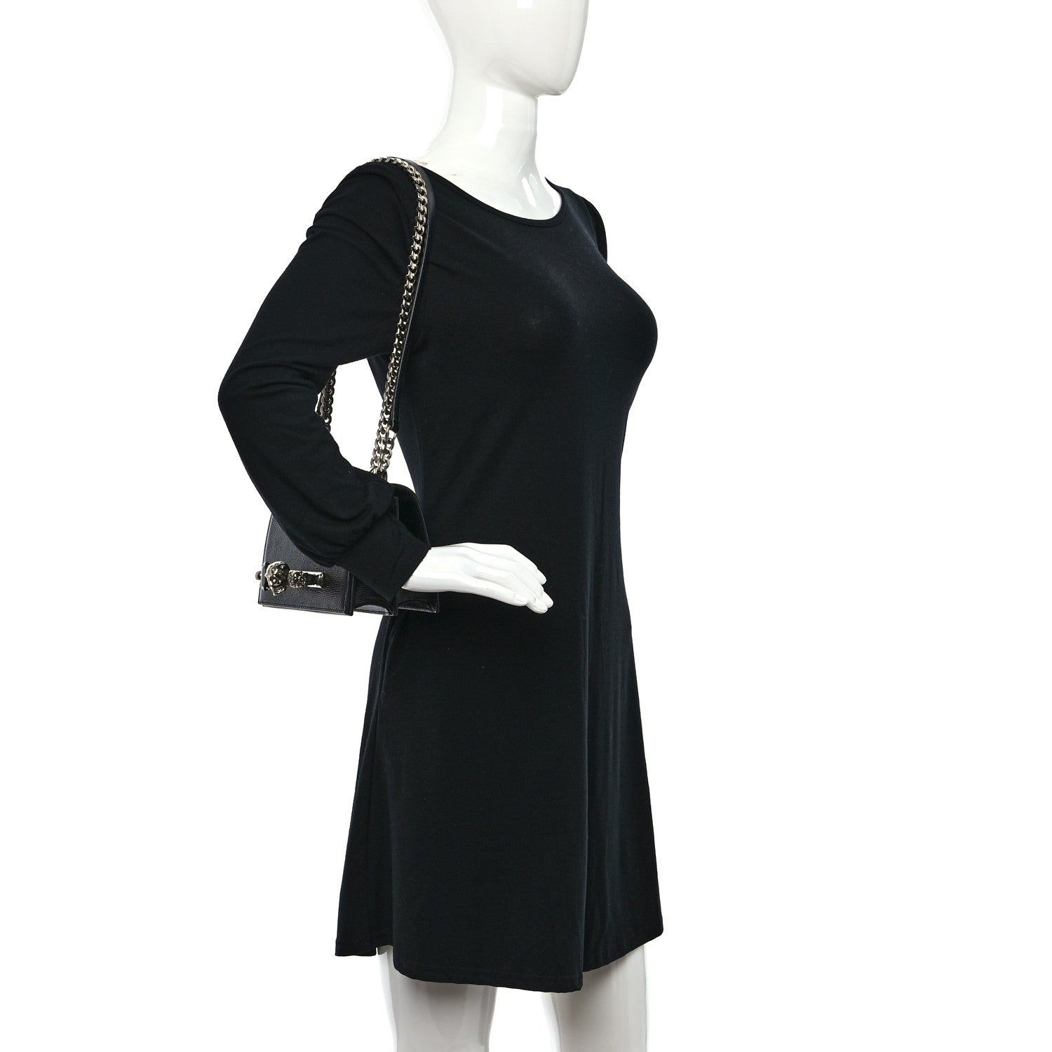 Alexander McQueen Lizard Embossed Calfskin Knuckle Crossbody Black 2 of 11