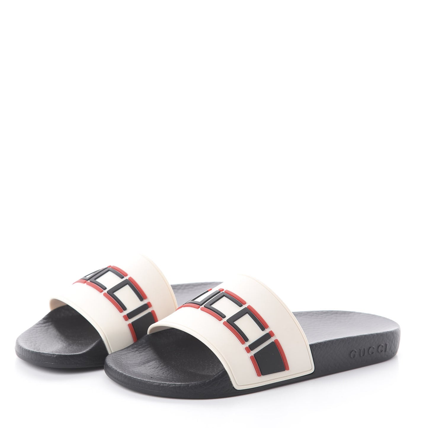 Rubber Stripe Womens Pool Slide Sandals 36 Ecru Poppy Black