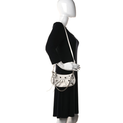 Balenciaga Extra Supple Calfskin Crocodile Embossed Le Cagole Mini Purse With Chain White 2 of 9
