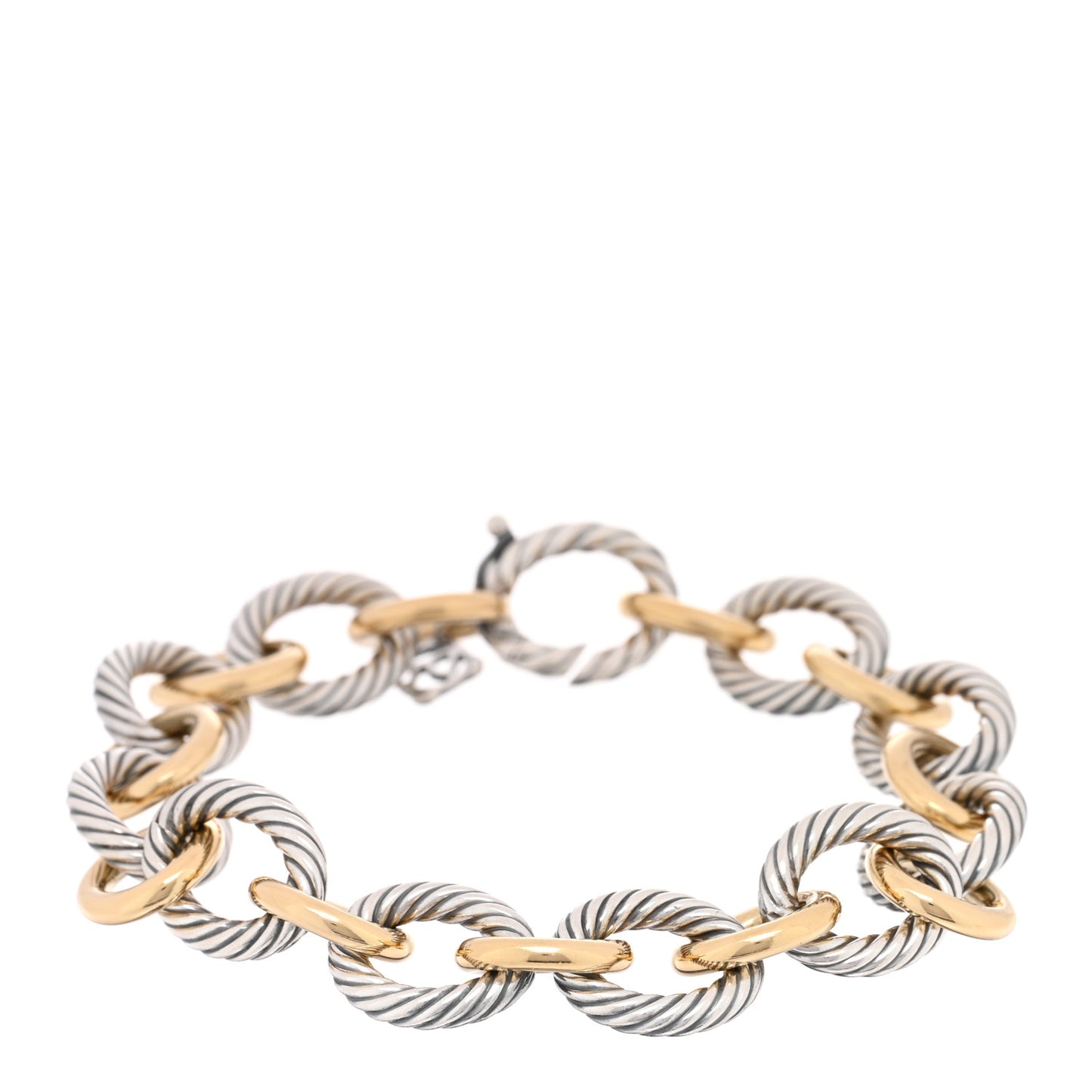 Sterling Silver 18K Yellow Gold 10mm Medium Oval Link Bracelet