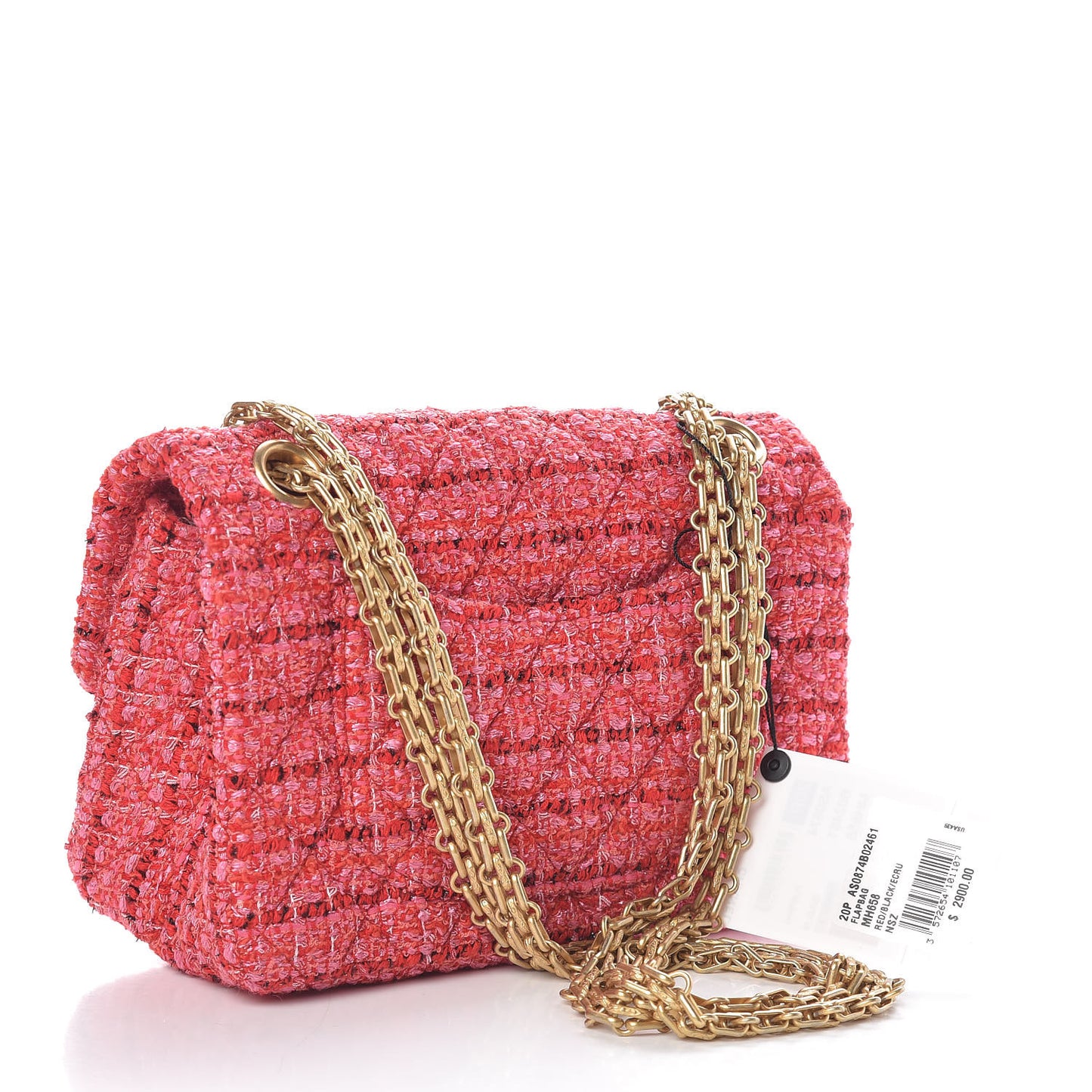 Tweed Quilted Mini 2.55 Reissue Flap Red Ecru Black