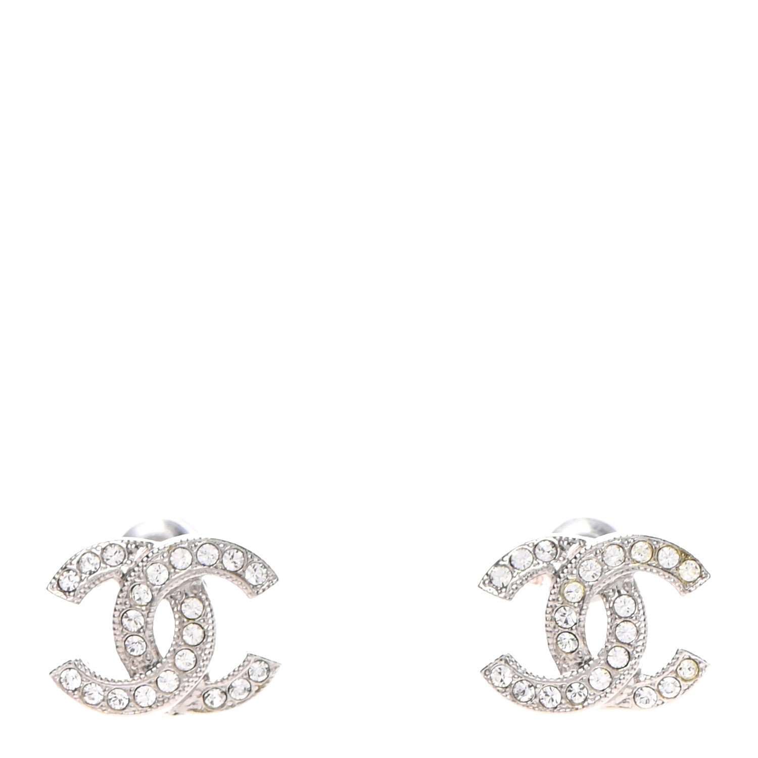 Chanel Crystal Mini Timeless CC Earrings Silver 1 of 4
