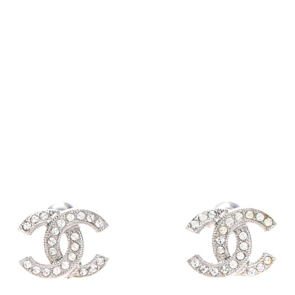 Chanel Crystal Mini Timeless CC Earrings Silver 1 of 4