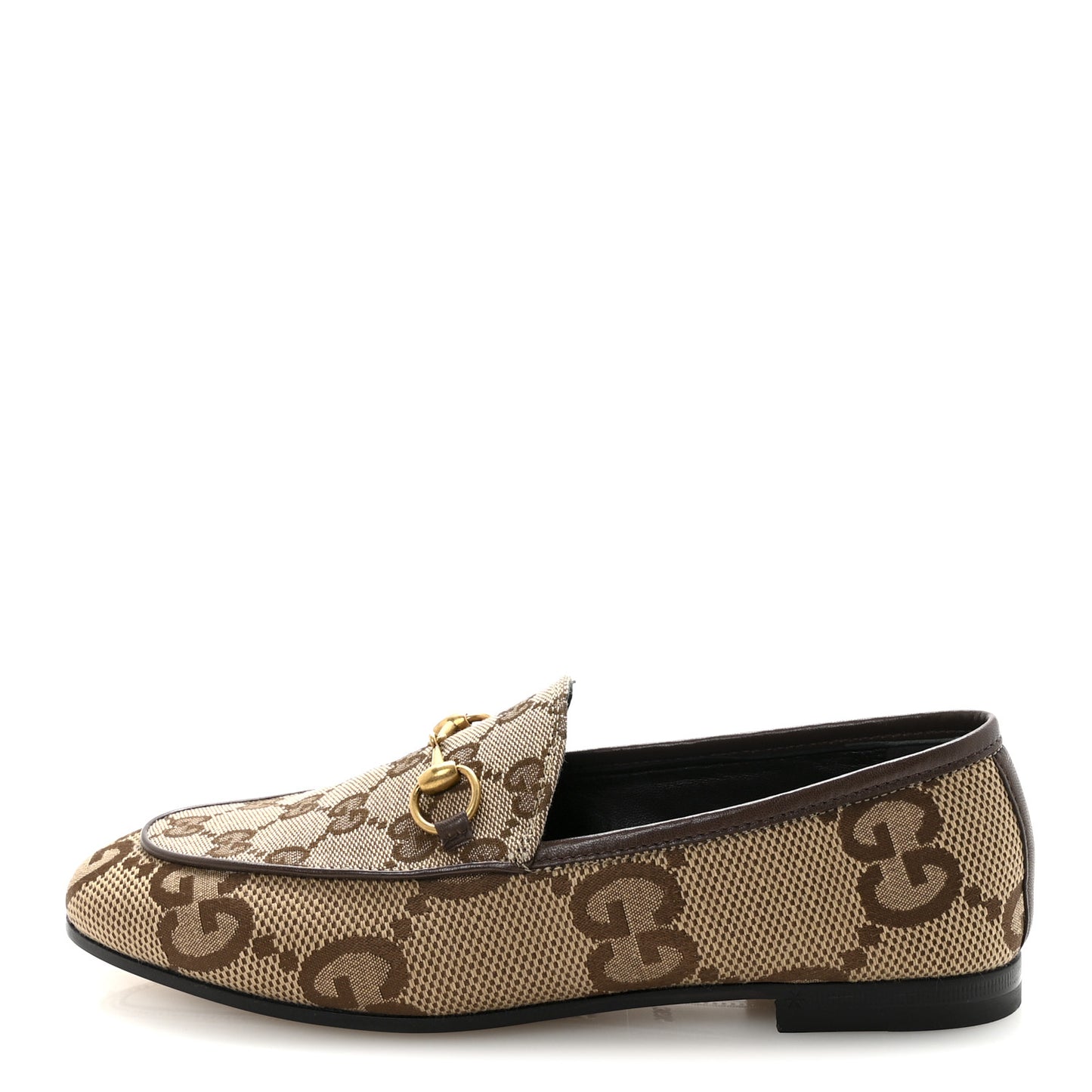 Monogram Jumbo GG Malaga Kid Horsebit Womens Jordaan Loafers 36.5 Camel Ebony New Acero Beige