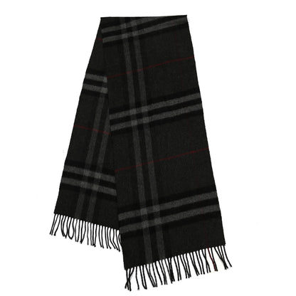 Burberry Cashmere Giant Check Fringe Scarf Grey 2 of 3