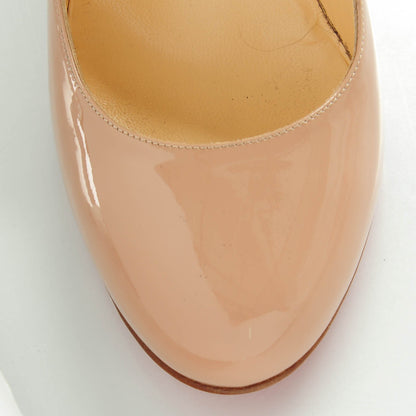Christian Louboutin Patent Ron Ron Zeppa 80 Wedges 39.5 Nude 9 of 9