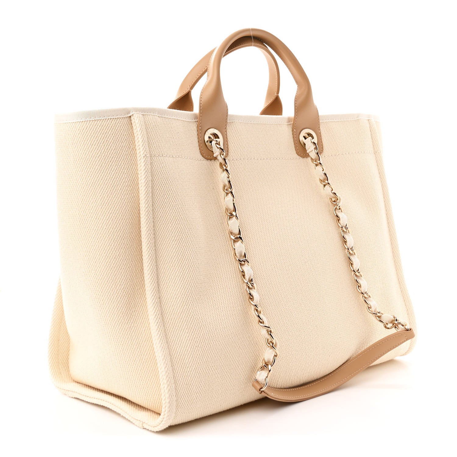 Chanel Canvas Pearl Medium Deauville Tote Ecru Beige 3 of 11
