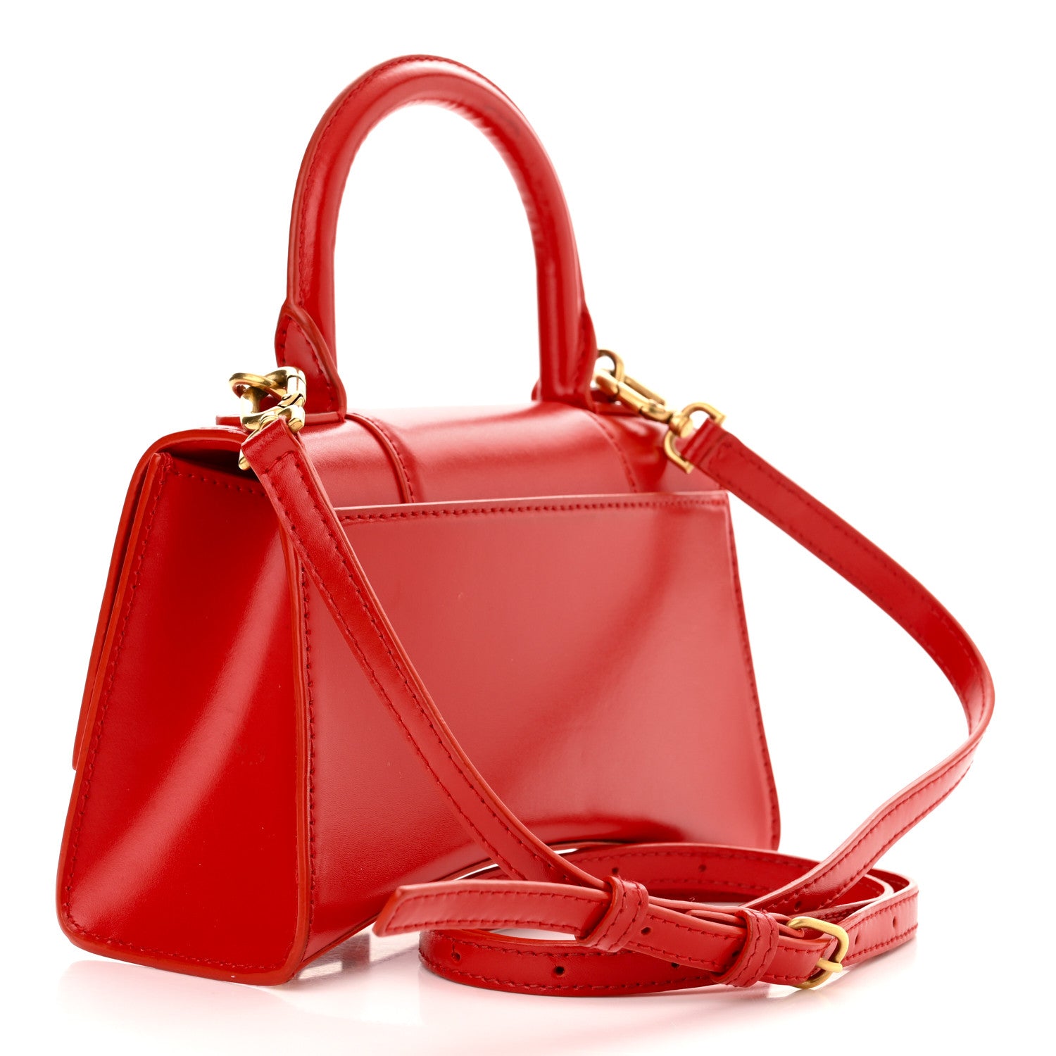 Balenciaga Shiny Box Calfskin Hourglass Top Handle Bag XS Bright Red 3 of 12