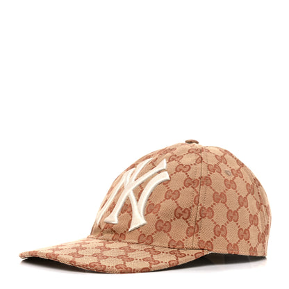 Gucci X MLB Monogram NY Yankees Baseball Hat 57-61 Beige Ruggine 1 of 8
