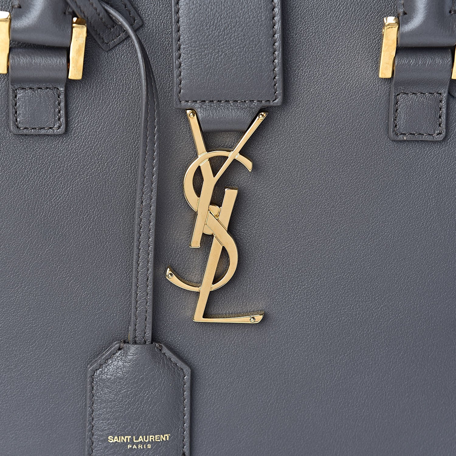 Saint Laurent Calfskin Small Monogram Cabas Grey 10 of 10