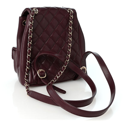 Chanel Shiny Caviar Quilted Medium Duma Pockets Drawstring Backpack Dark Burgundy 3 of 10
