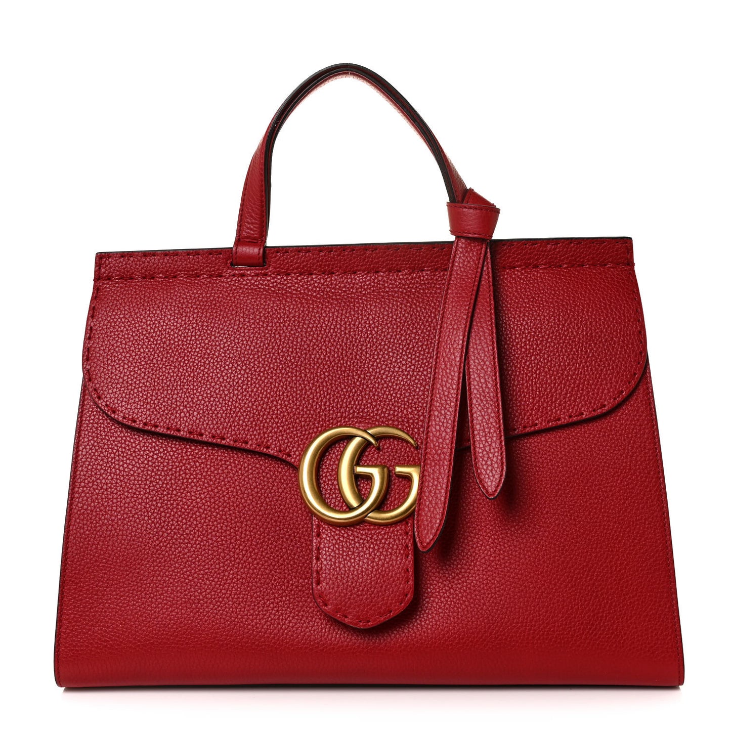 Calfskin Medium GG Marmont Top Handle Bag Vulcanic Red