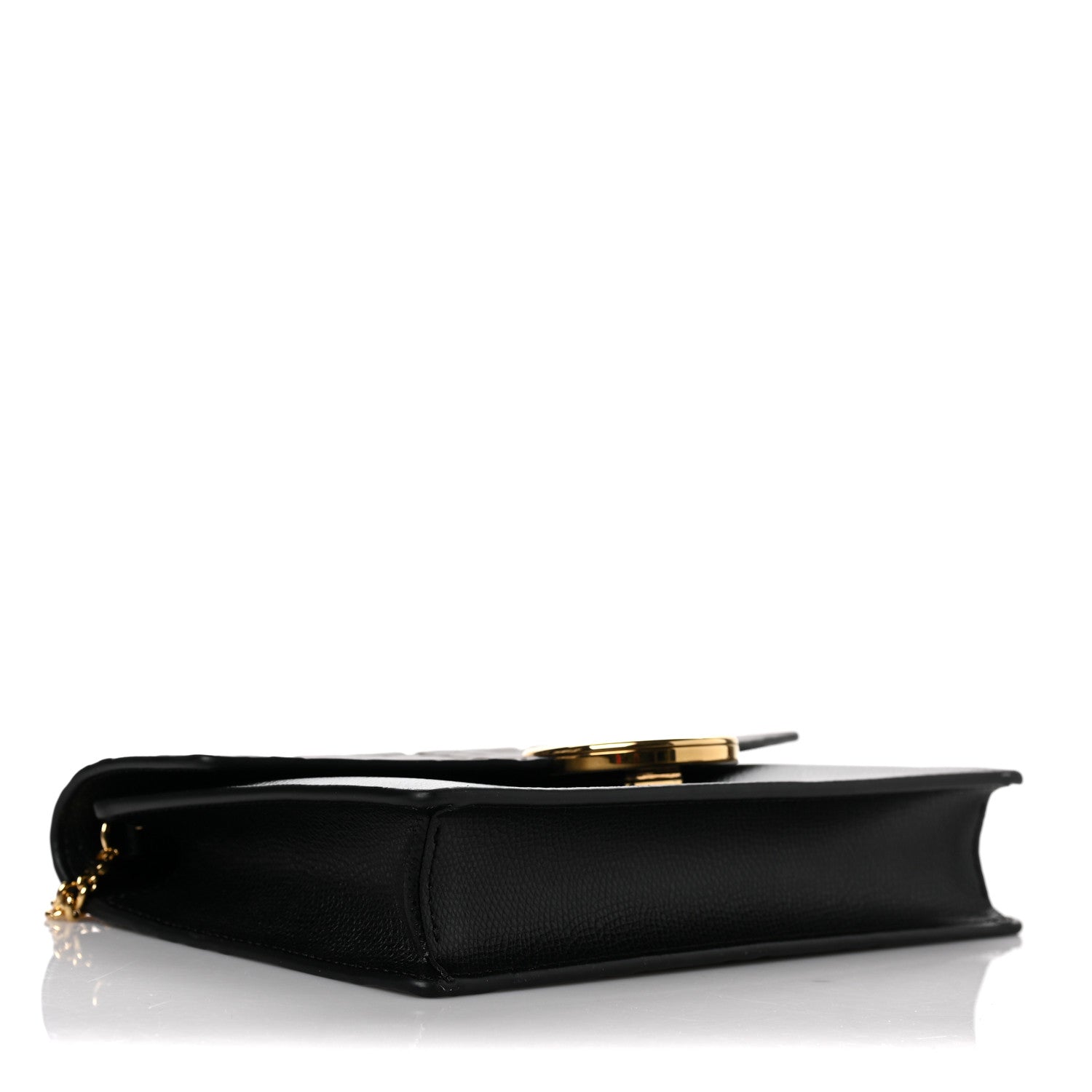 Fendi Vitello Cruise F is Fendi Bi-Color FF 1974 Embossed Medium Envelope Wallet On Chain Black Maya 4 of 11