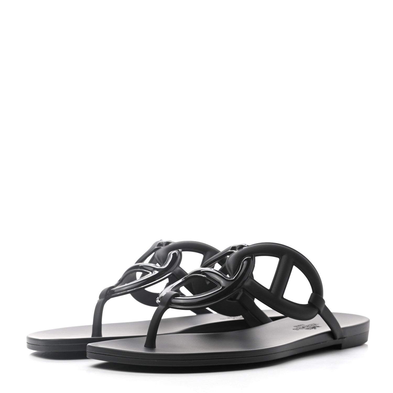 Hermes Nappa Womens Beach Sandals 38 Black 3 of 7