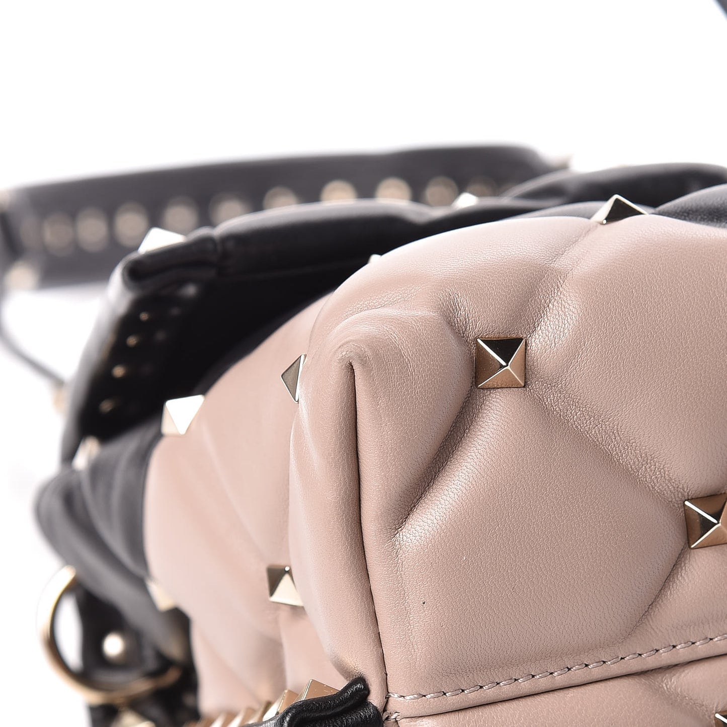 Nappa Medium Candystud Top Handle Bag Black Poudre