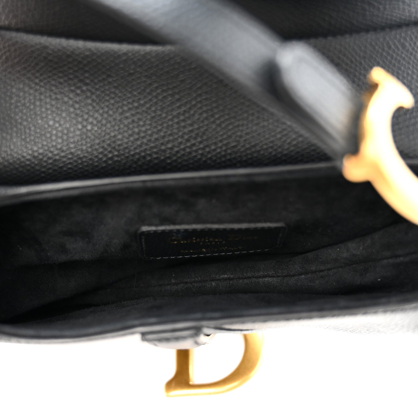 Grained Calfskin Mini Saddle Bag Black