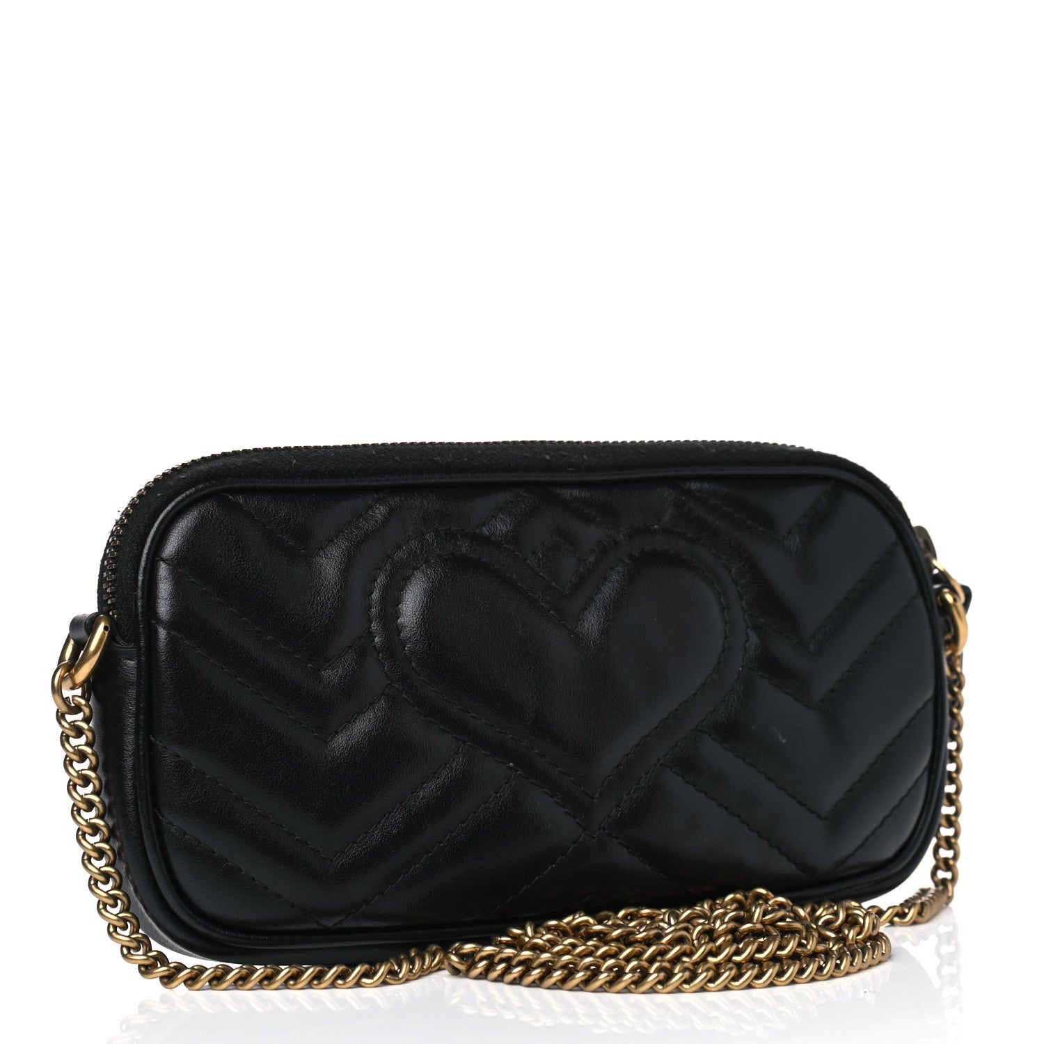 Gucci Calfskin Matelasse Mini GG Marmont Chain Crossbody Bag Black 2 of 6
