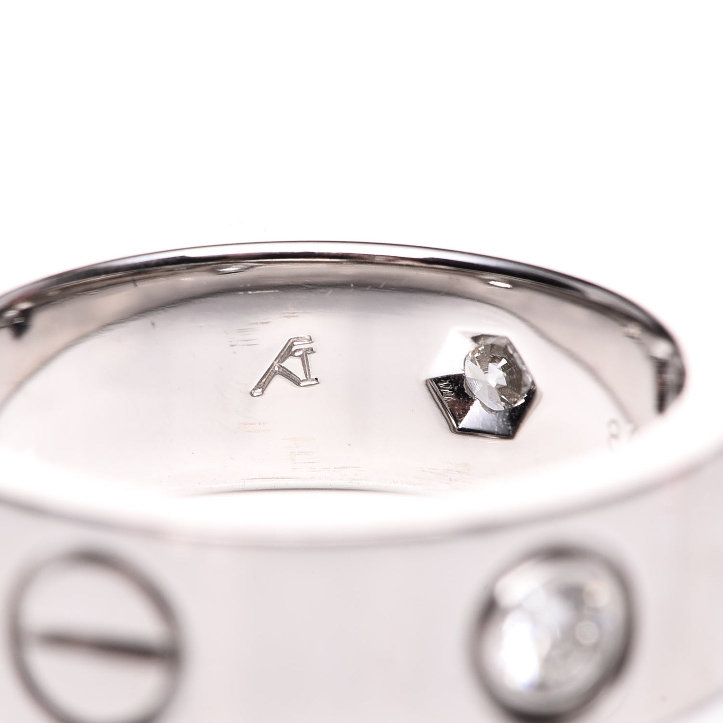 18K White Gold 3 Diamond 5.5mm LOVE Ring 48 4.5