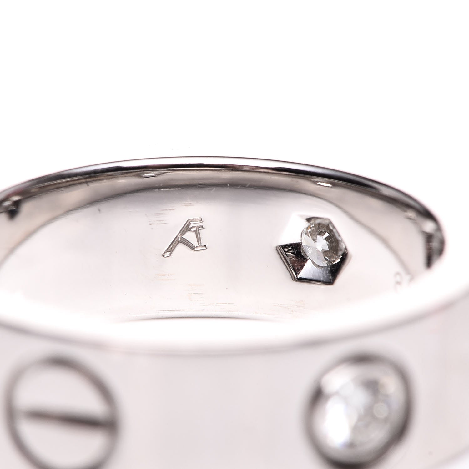 Cartier 18K White Gold 3 Diamond 5.5mm LOVE Ring 48 4.5 4 of 6