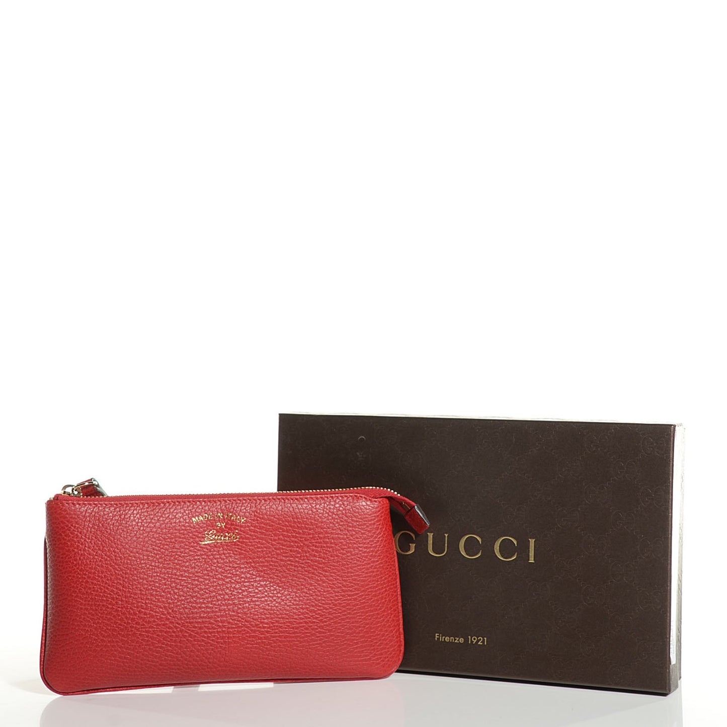 Dollar Calfskin Swing Wristlet Wallet Red