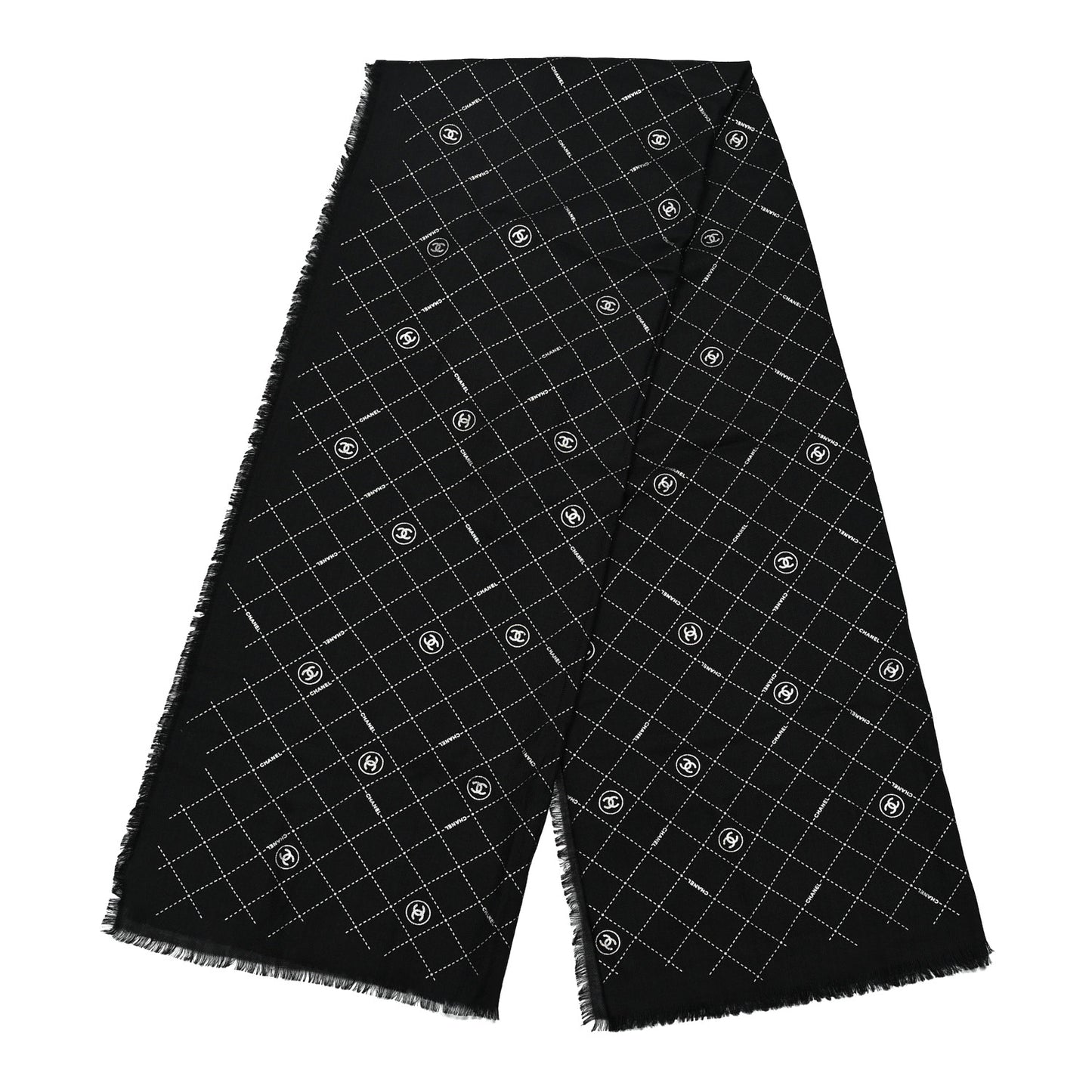 Cashmere Silk Wool CC Logo Stole Black
