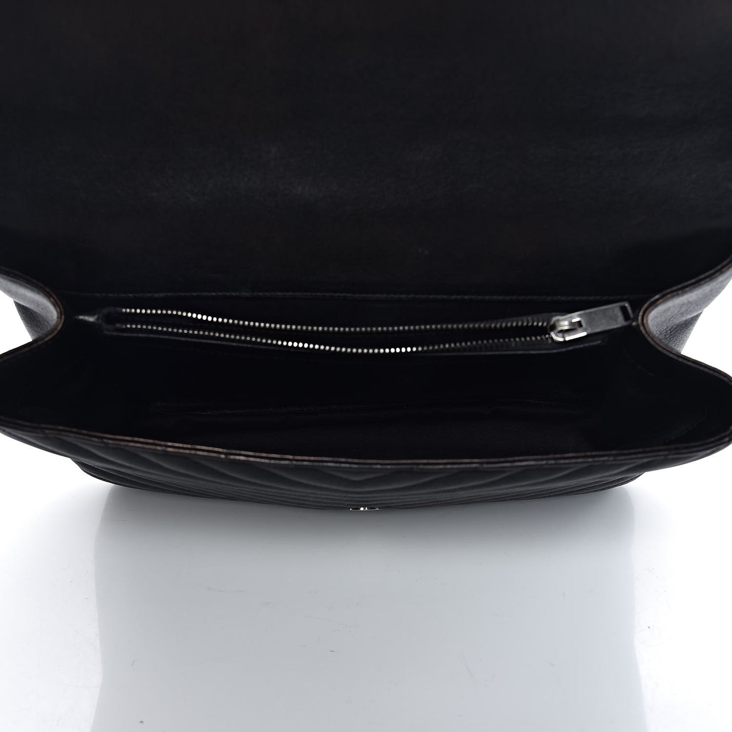 Sheepskin Matelasse Chevron Monogram Large College Satchel Black