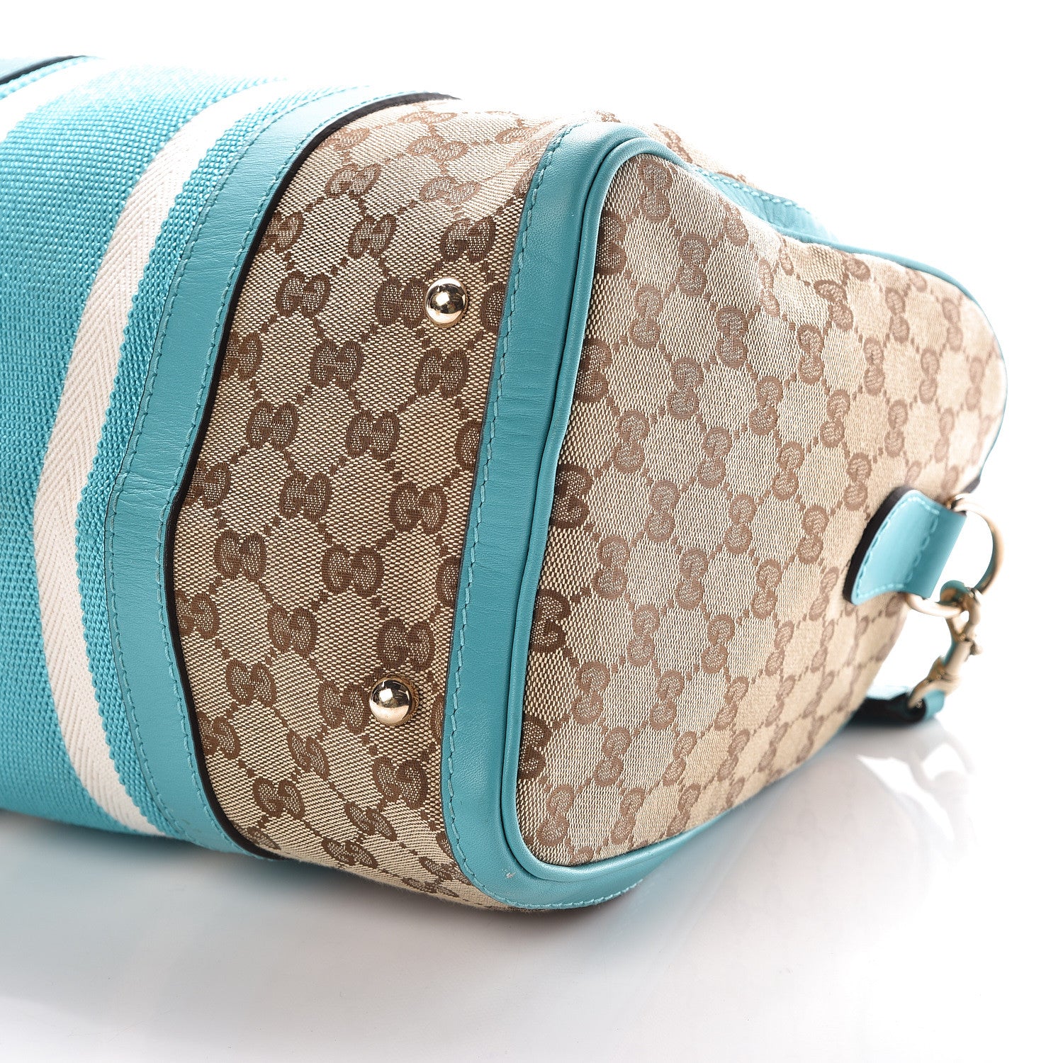 Gucci Monogram Vintage Web Medium Boston Teal 6 of 10