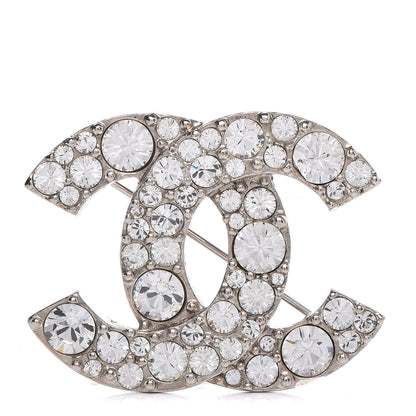 Chanel Crystal CC Brooch Silver 1 of 4