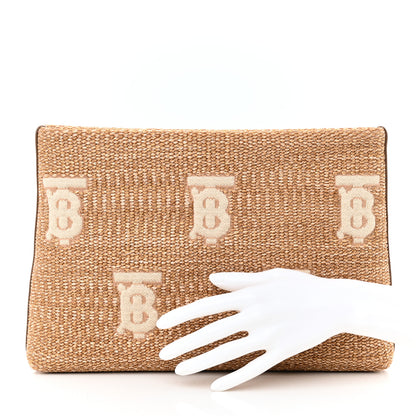 Burberry Raffia TB Duncan Pouch Natural Beige 2 of 9